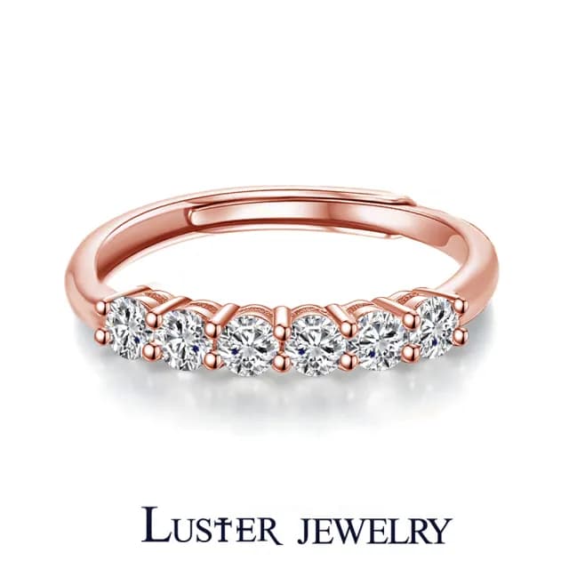 【Luster】情人節禮物! 3分 D/VS 培育鑽 玫瑰金 純銀 開運線戒 招財尾戒 鑽石戒指(培育鑽x6 總重0.18ct)