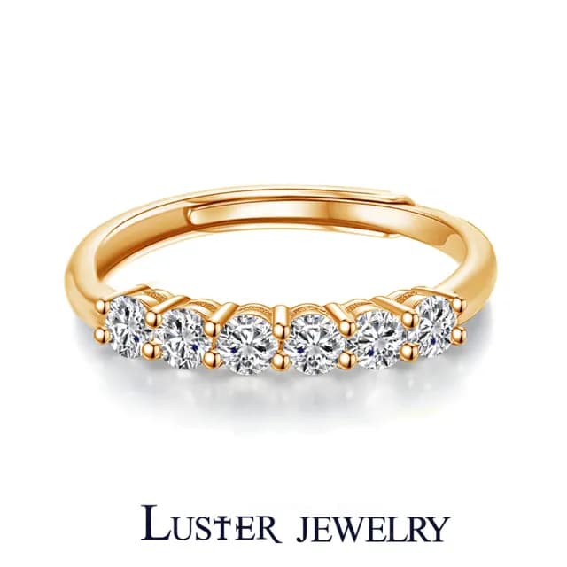 【Luster】情人節禮物! 3分 D/VS 培育鑽 純銀 開運線戒 招財尾戒 鑽石戒指-三色任選(培育鑽x6 總重0.18ct)