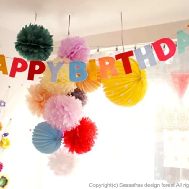 【橘魔法】繽紛彩色星星+生日快樂(HAPPY BIRTHDAY 拉條 場地布置 兒童房 活動派對 兒童派對 裝飾)