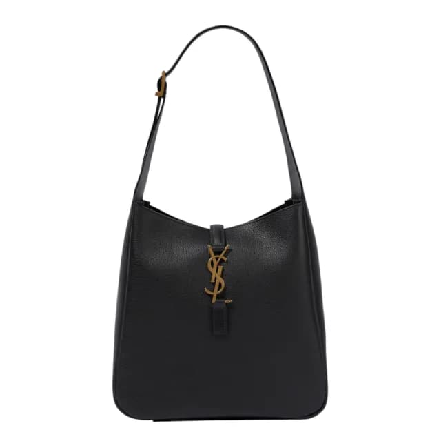 【YSL】SAINT LAUENT LE 5 A 7 Hobo Small 小款 粒面牛皮 鹿皮 肩背包 黑色 713938