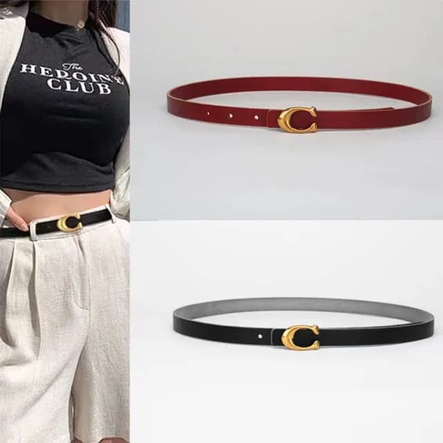 【LEEHER】C字腰帶/牛皮皮帶/黑色腰帶/洋裝腰帶/真皮皮帶/禮物/皮帶/腰帶/真皮腰帶/細腰帶/搭配神器