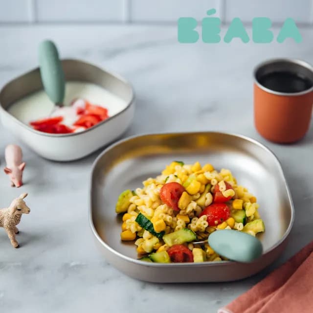 【BEABA】可微波不鏽鋼餐具組(杯子不可微波)