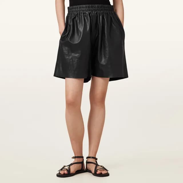 【ALLSAINTS】ARLA 羊皮中腰短褲皮褲 W059TC(舒適版型)