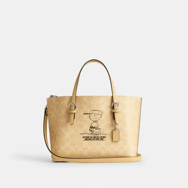 【COACH】蔻馳官方直營 COACH X PEANUTS MOLLIE 經典LogoCHARLIE BROWN圖案25號托特手袋(CBM29)