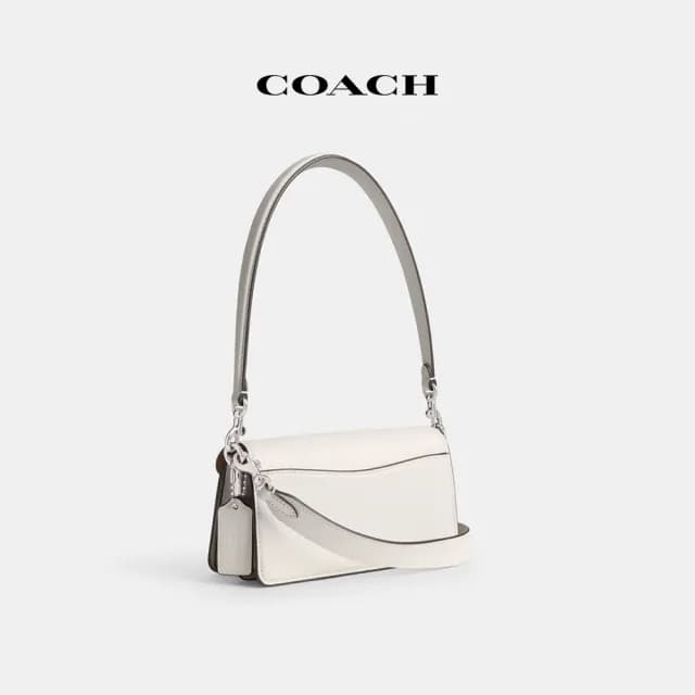 【COACH】蔻馳官方直營 TABBY 20號單肩手袋-亮古鎳色硬體/粉白(CW917)