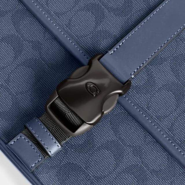 【COACH】蔻馳官方直營 LEAGUE經典Logo郵差包 騎行手袋 騎行包 斜背包-水洗布藍色(CU041)