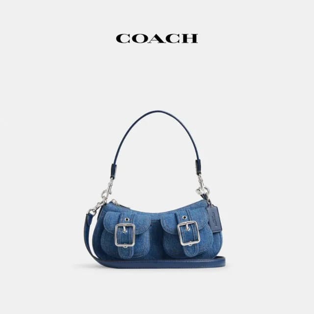 【COACH】蔻馳官方直營 ASHTON手袋-銀色硬體/靛藍色(CAK44)