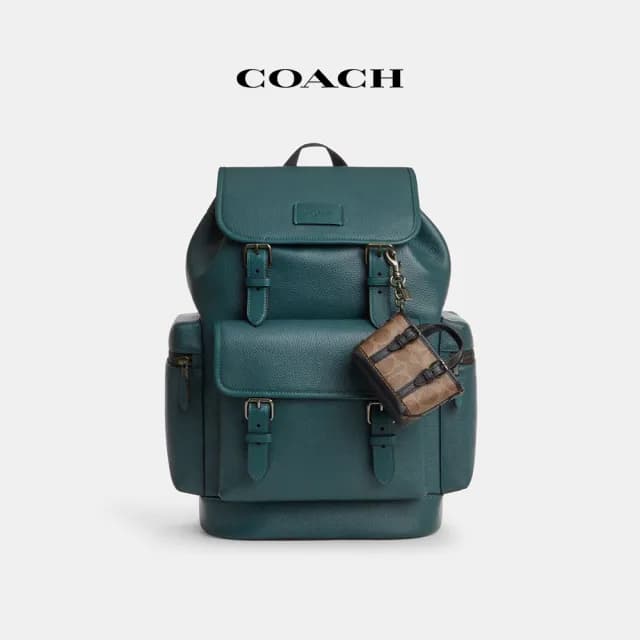 【COACH】蔻馳官方直營 WARNER經典Logo迷你托特手袋手袋掛件-QB/棕黃色/黑色(CBK64)
