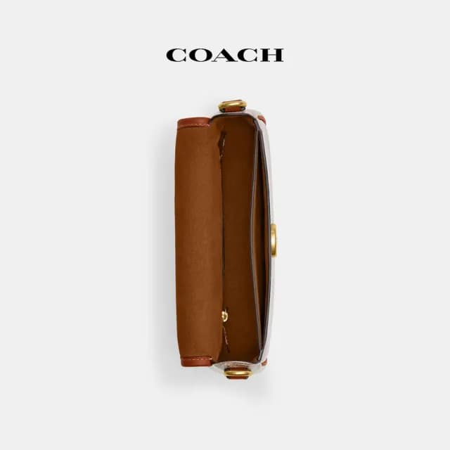 【COACH】蔻馳官方直營 HARLEY馬車圖案印花斜背手袋手袋-B4/粉筆白色 高光琥珀色(CR512)