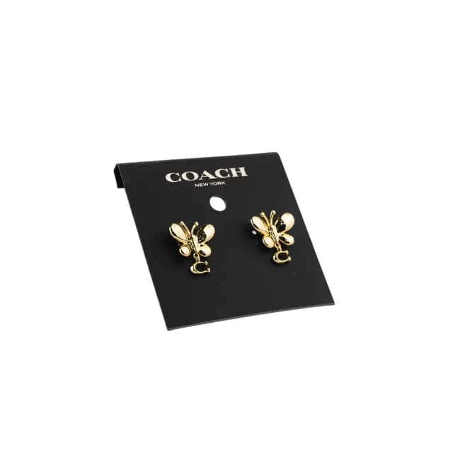 【COACH】C Logo 及蝴蝶造型針式耳環(金色)