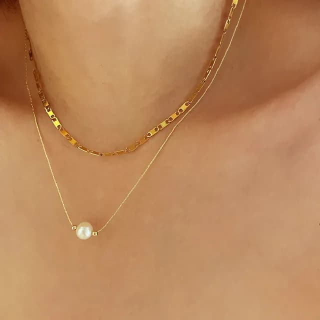【CReAM】Ulima單顆大天然淡水白珍珠+二顆小珍珠金色金屬女項鍊(生日 禮物 送禮 禮盒)