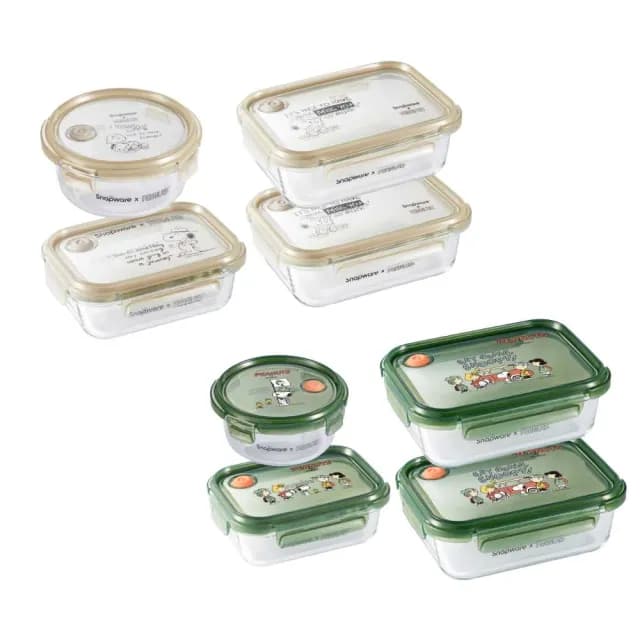 【CorelleBrands 康寧餐具】SNOOPY耐熱玻璃保鮮盒四件組(660ml*2+1090ml+1540ml-兩款任選)