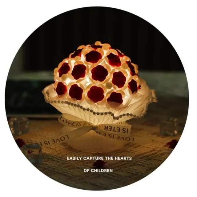 【浪漫花朵】植絨玫瑰花小夜燈材料包(DIY 玫瑰花束 情人節禮物 生日禮物 女友 閨蜜 七夕 氛圍燈 氣氛燈)