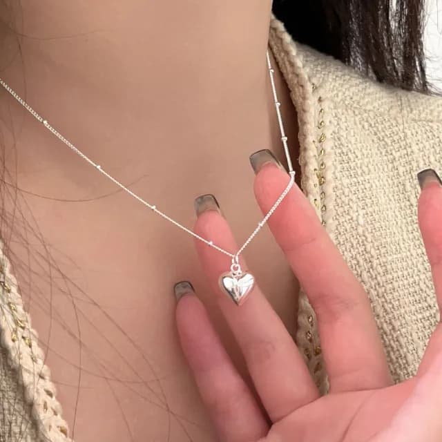 【LEEHER】愛心項鍊/純銀項鍊/穿搭配件/百搭/氣質項鍊/輕奢/鎖骨鏈/配飾/飾品/配件/項鍊/女生項鍊