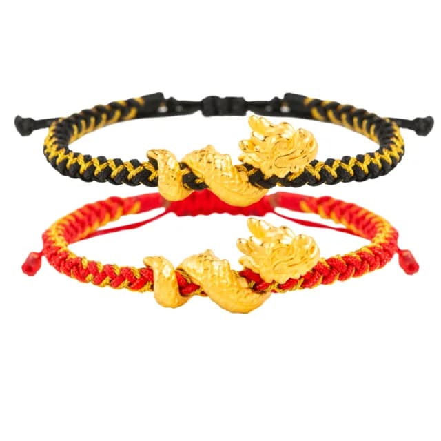 【金品坊】黃金手鍊龍轉乾坤手繩紅色單條 0.61錢±0.03(純金999.9、黃金手繩、情侶手繩七夕情人節禮物)