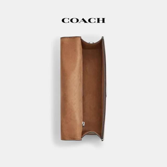 【COACH】蔻馳官方直營 ELIZA翻蓋斜背手袋-SV/灰褐色(CP008)