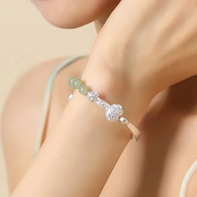 【KT DADA】雙11 水晶手鍊 招財手鍊 如意手鐲 純銀手鍊 和田玉手串 保平安 新中式 手鍊 禮物 百