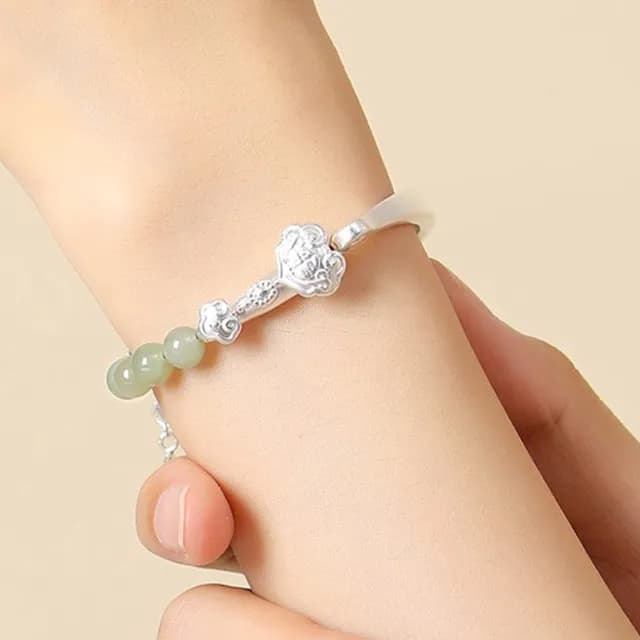 【KT DADA】雙11 水晶手鍊 招財手鍊 如意手鐲 純銀手鍊 和田玉手串 保平安 新中式 手鍊 禮物 百