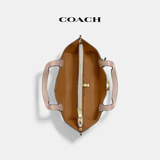 【COACH】蔻馳官方直營 WILLOW24 撞色托特包 托特手袋-粉筆白色混合色(C8561)