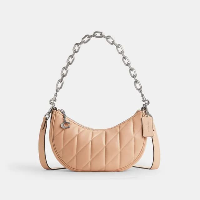 【COACH】蔻馳官方直營 MIRA 豐盈絎縫單肩手袋 單肩包 肩背包-淺黃色(CP148)