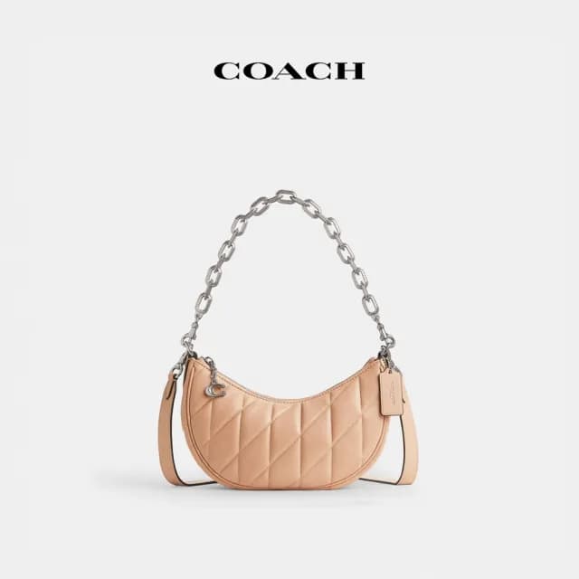 【COACH】蔻馳官方直營 MIRA 豐盈絎縫單肩手袋 單肩包 肩背包-淺黃色(CP148)