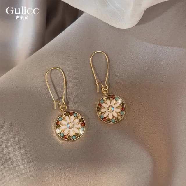 【Golicc】耳環 復古巴洛克 彩繪耳墜(七夕 情人節 生日 飾品 耳釘 耳飾 耳墜 禮物)