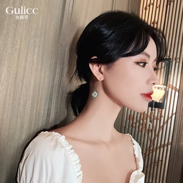 【Golicc】耳環 復古巴洛克 彩繪耳墜(七夕 情人節 生日 飾品 耳釘 耳飾 耳墜 禮物)