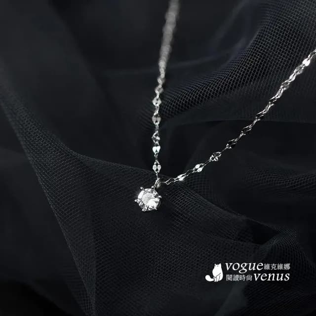 【維克維娜】六爪單鑽唇片鍊925純銀項鍊