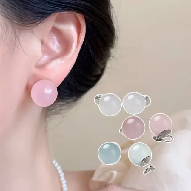 【韓妞小舖】韓系百搭泡泡糖夾式耳環-3對色入(顯小臉 珍珠 無耳洞 耳夾式 無耳洞 交換禮物 穿搭配件)