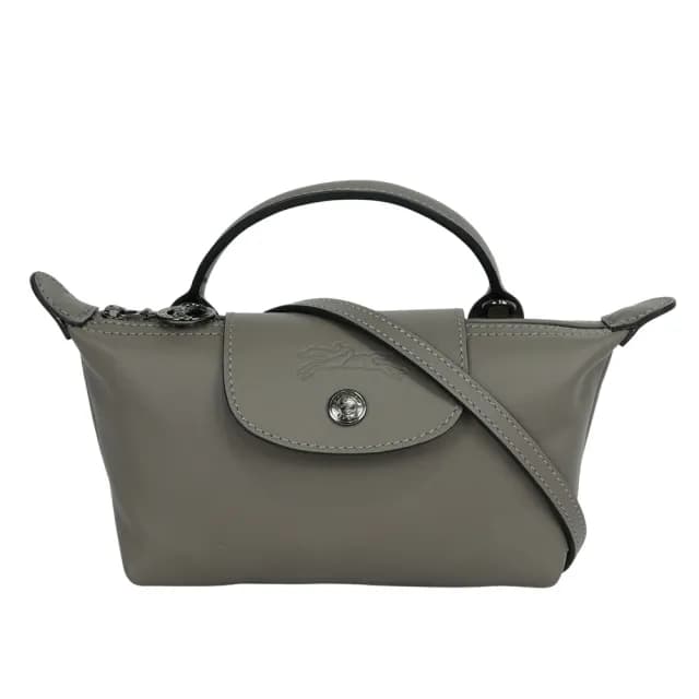 【LONGCHAMP】Le Pliage Xtra XS 小牛皮迷你二用包(斑鳩灰)