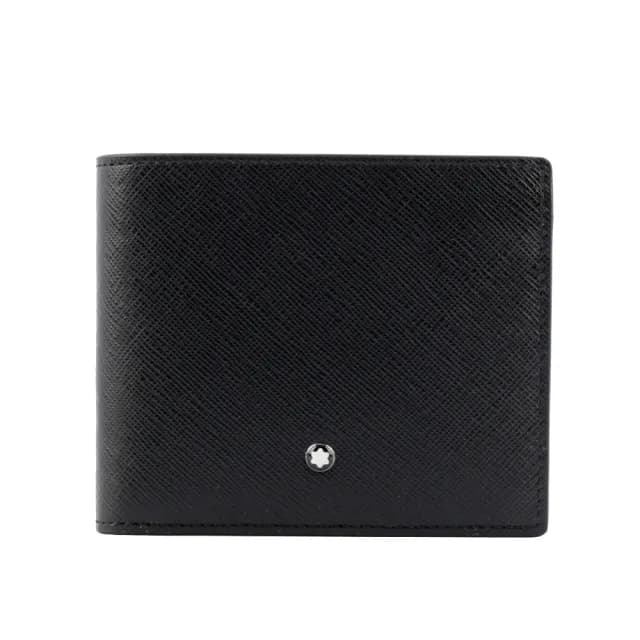 【MONTBLANC 萬寶龍】匠心系列防刮牛皮對開8卡短夾(黑色)