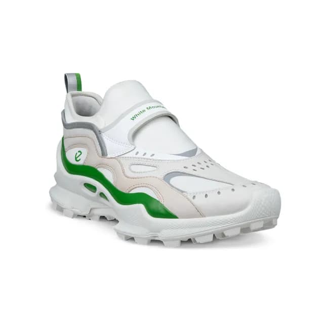 【ecco】BIOM C-TRAIL W 白山聯名款 蹤跡健步皮革套入式戶外運動鞋 女鞋(白色/石灰色/草綠色 80340361273)