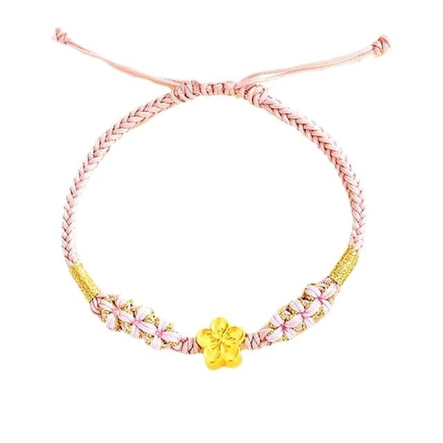 【Penny珮妮】黃金999迷你小桃花手繩手鍊(母親節禮物 送閨密 交換禮物 生日禮 情人節 尾牙 新年 結婚)