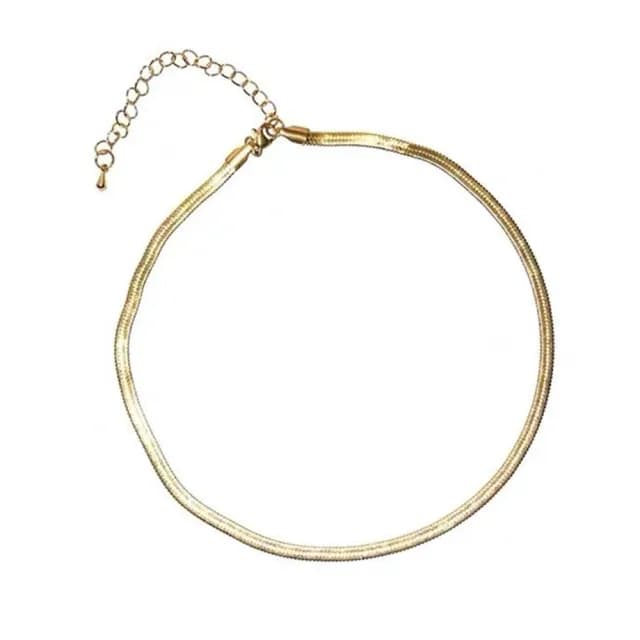 【CReAM】Hedwig歐美冷淡風鍍18K金色 扁細蛇鍊鎖骨鍊 男女項鍊(生日 禮物 送禮 禮盒)