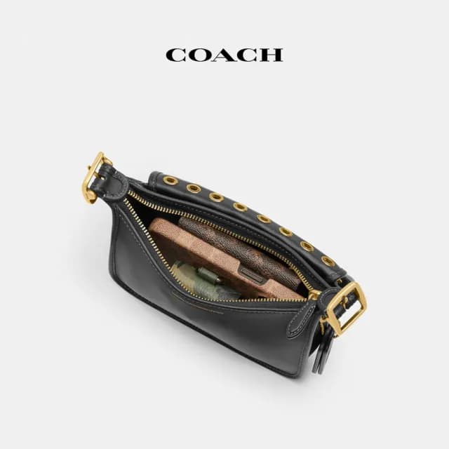 【COACH】蔻馳官方直營 LEGACY 鎖環細節PATRICIA19號手袋 斜背包 側背包 斜挎包-B4/黑色(CY925)
