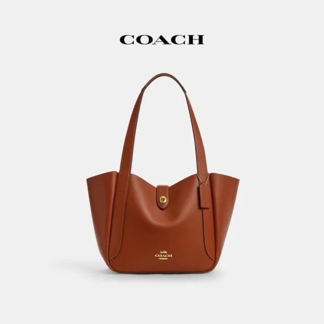 【COACH】蔻馳官方直營 HADLEY旋鎖托特手袋-IM/棕黃色(CBH00)
