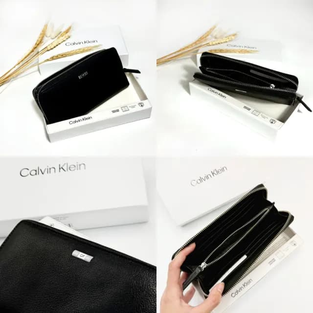 【Calvin Klein 凱文克萊】CK 滿版 防刮 防盜 真皮長夾 零錢袋 錢包 CK 禮盒 皮夾 送禮(長夾1048)