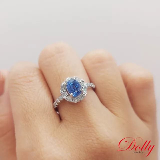 【DOLLY】1.50克拉 天然矢車菊蘭藍寶石14K金鑽石戒指-010(母親節 長輩送禮 交換禮物首選)