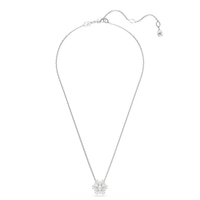 【SWAROVSKI 施華洛世奇】Idyllia 鏈墜 混合式切割 雪花 白色 鍍白金色
