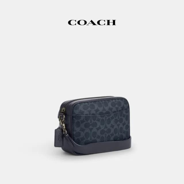 【COACH】蔻馳官方直營 WARNER經典Logo斜背手袋-青銅色硬體/丹寧色/午夜海軍藍色(CW217)