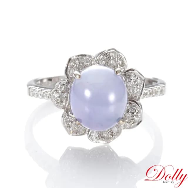 【DOLLY】14K金 緬甸紫羅蘭A貨翡翠鑽石戒指(母親節 長輩送禮 交換禮物首選)