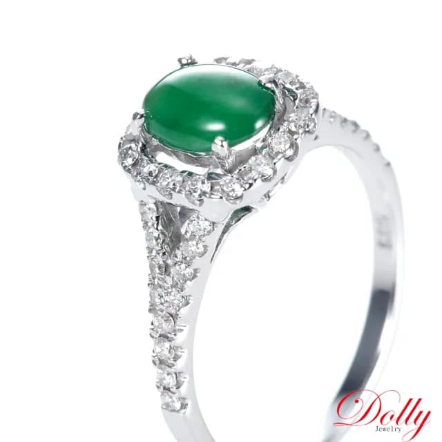 【DOLLY】14K金 緬甸老坑綠冰種翡翠鑽石戒指-002(母親節 長輩送禮 交換禮物首選)