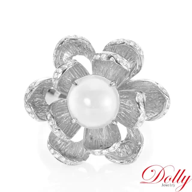 【DOLLY】14K金 緬甸冰玻種白翡鑽石戒指-002(母親節 長輩送禮首選)