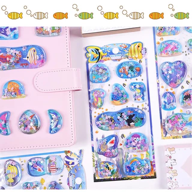 【TDL】海豚鯊魚海洋生物立體貼紙帶水搖搖貼紙玩具隨機2張 493541(生日禮物 聖誕節 平輸品)