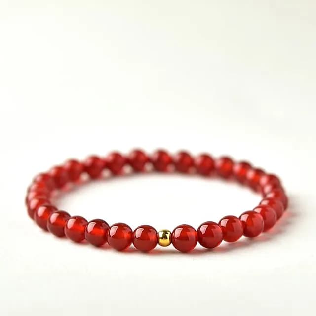 【Penny珮妮】黃金999迷你轉運金珠紅瑪瑙手鍊6mm(母親節 送女友 交換禮物  生日禮 情人節 尾牙 新年 結婚)