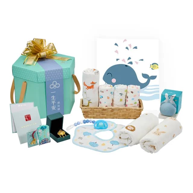 【御守護 Purestore】彌月禮盒 一生平安-男寶款(彌月禮 生日禮 滿月禮 新生兒禮)