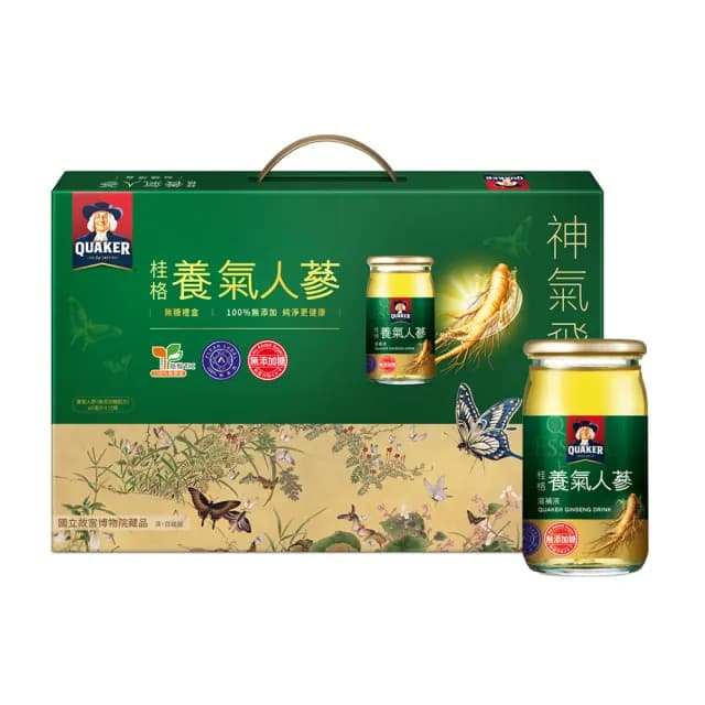 【QUAKER 桂格】無糖養氣人蔘禮盒60ml×12入×1盒(共12入 禮盒/送禮推薦)