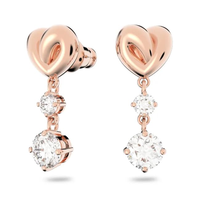 【SWAROVSKI 施華洛世奇】Lifelong Heart/Una Angelic 鏈墜/耳環 心形/圓形 鍍玫瑰金色/鍍白金色(4款任選)
