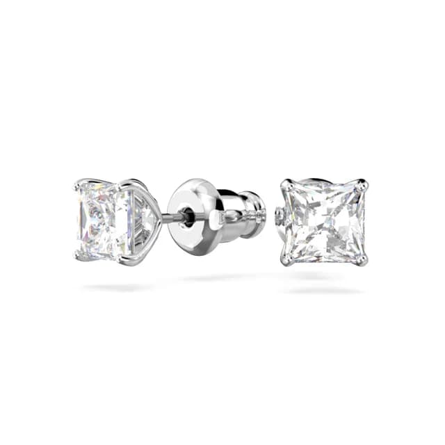 【SWAROVSKI 施華洛世奇】Stilla Attract 耳釘 方形切割 白色 鍍白金色/鍍玫瑰金色(2色任選)