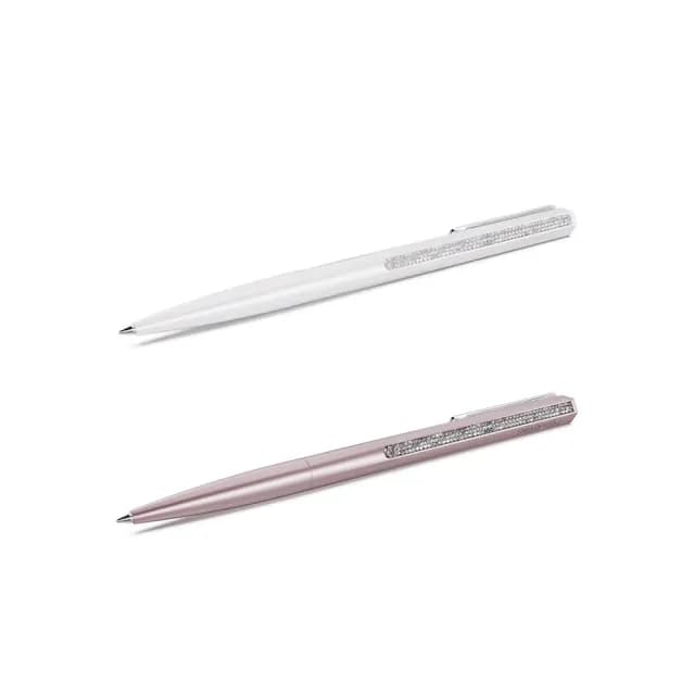 【SWAROVSKI 施華洛世奇】Crystal Shimmer 圓珠筆 白色/粉紅色 鍍鉻(2色任選_情人節禮物)